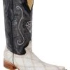 Guadalajara Western Wear White Diamond Caiman Men's 3x Toe Boots - Silver Glaseada