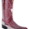 Guadalajara Western Wear White Diamond Caiman Print Men's 3x Toe Boots - Rojo Brillo