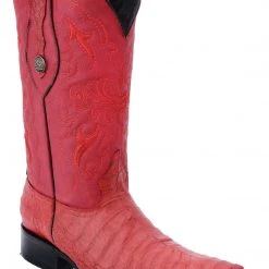 Guadalajara Western Wear White Diamond Caiman Belly Print Men's 3x Toe Boots - Red