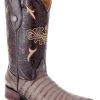 Guadalajara Western Wear White Diamond Caiman Belly Print Men's 3x Toe Boots - Brown