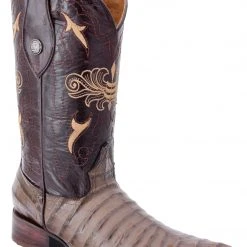 Guadalajara Western Wear White Diamond Caiman Belly Print Men's 3x Toe Boots - Brown