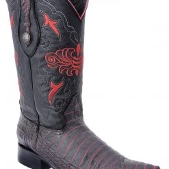 Guadalajara Western Wear White Diamond Caiman Belly Print Men's 3x Toe Boots - Cherry / Black