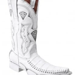Guadalajara Western Wear White Diamond Caiman Print Men's 3x Toe Boots - Blanco Tejida