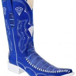 Guadalajara Western Wear White Diamond Caiman Print Men's 3x Toe Boots - Azul Tejida