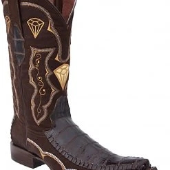 Guadalajara Western Wear White Diamond Caiman Print Men's 3x Toe Boots - Cafe Tejida