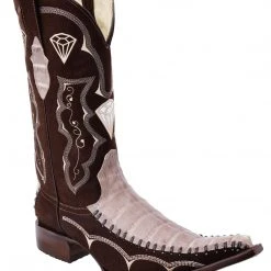 Guadalajara Western Wear White Diamond Caiman Print Men's 3x Toe Boots - Mink Tejida