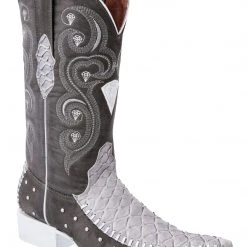 Guadalajara Western Wear White Diamond Bear Print 3x Toe Men's Boots - Gris Tejida