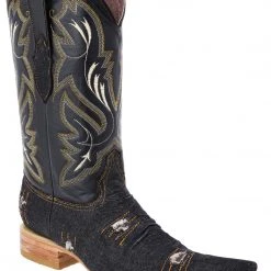 Guadalajara Western Wear White Diamond Mezclilla 3x Toe Men's Boots - Negro