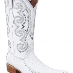 Guadalajara Western Wear White Diamond Ostrich Print Men's 3x Toe Boots - White