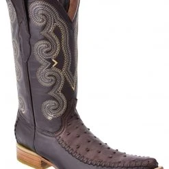 Guadalajara Western Wear White Diamond Ostrich Print Men's 3x Toe Boots - Brown