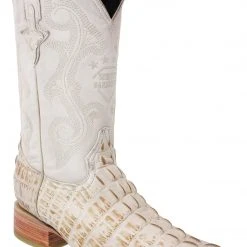 Guadalajara Western Wear White Diamond Caiman Imitation Men's 3x Toe Boots - Hueso