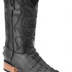 Guadalajara Western Wear White Diamond Caiman Imitation Men's 3x Toe Boots - Negro