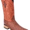 Guadalajara Western Wear White Diamond Bear Print 3x Toe Men's Boots - Cognac