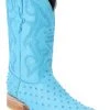Guadalajara Western Wear White Diamond Avestruz Imitacion Men's 3x Toe Boots - Azul Cielo