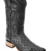 Guadalajara Western Wear White Diamond Avestruz Imitacion Men's 3x Toe Boots - Black