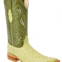 Guadalajara Western Wear White Diamond Avestruz Imitacion Men's 3x Toe Boots - Pistacho