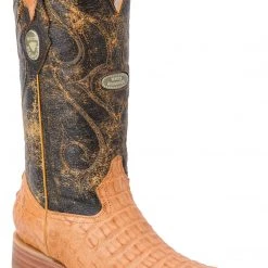 Guadalajara Western Wear White Diamond Caiman Men's Versace Toe Boots - Butter / Black
