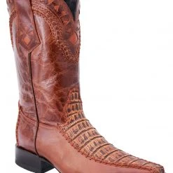Guadalajara Western Wear White Diamond Caiman Men's Versace Toe Boots - Cognac Rustico