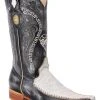 Guadalajara Western Wear White Diamond Caiman Men's Versace Toe Boots - Hueso / Plata