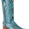 Guadalajara Western Wear White Diamond Caiman Men's Versace Toe Boots - Turquoise