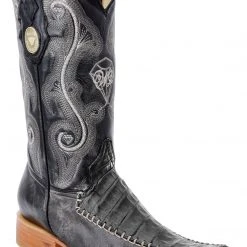 Guadalajara Western Wear White Diamond Caiman Men's Versace Toe Boots - Black