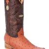 Guadalajara Western Wear White Diamond Avestruz Men's Versace Toe Boots - Cognac