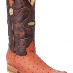 Guadalajara Western Wear White Diamond Avestruz Men's Versace Toe Boots - Cognac