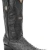 Guadalajara Western Wear White Diamond Avestruz Men's Versace Toe Boots - Black