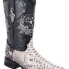 Guadalajara Western Wear White Diamond Python Versace Toe Men's Boots - Natural