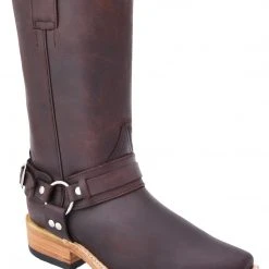 Guadalajara Western Wear White Diamond Square Toe Biker Boot - Tobacco