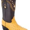 Guadalajara Western Wear White Diamond Avestruz Men's J Toe Boots - Butter