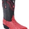 Guadalajara Western Wear White Diamond Avestruz Men's J Toe Boots - Red