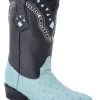 Guadalajara Western Wear White Diamond Avestruz Men's J Toe Boots - Baby Blue