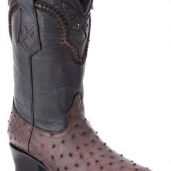 Guadalajara Western Wear White Diamond Avestruz Men's J Toe Boots - Brown