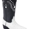Guadalajara Western Wear White Diamond Avestruz Men's J Toe Boots - White / Black