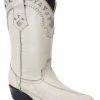 Guadalajara Western Wear White Diamonds Anguila J Toe Men's Boots - White
