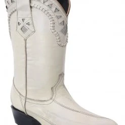 Guadalajara Western Wear White Diamonds Anguila J Toe Men's Boots - White