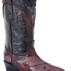 Guadalajara Western Wear White Diamonds Anguila J Toe Men's Boots - Wine