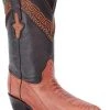 Guadalajara Western Wear White Diamond Pata De Avestruz J Toe Men's Boots - Cognac