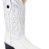 Guadalajara Western Wear White Diamond Pata De Avestruz J Toe Men's Boots - White