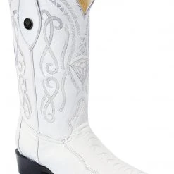 Guadalajara Western Wear White Diamond Pata De Avestruz J Toe Men's Boots - White