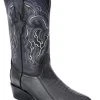 Guadalajara Western Wear White Diamond Pata De Avestruz J Toe Men's Boots - Black