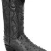 Guadalajara Western Wear White Diamond Ostrich Print Men's J Toe Boots - Black
