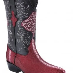Guadalajara Western Wear White Diamond Mantarraya J Toe Men's Boot - Wine