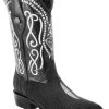 Guadalajara Western Wear White Diamond Mantarraya J Toe Men's Boot - Black