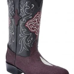 Guadalajara Western Wear White Diamond Mantarraya J Toe Men's Boot - Wine