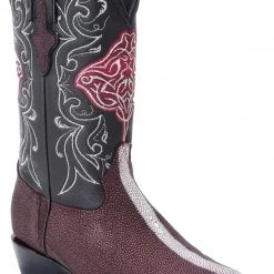 Guadalajara Western Wear White Diamond Mantarraya J Toe Men's Boot - Wine