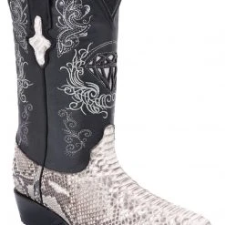 Guadalajara Western Wear White Diamond Python J Toe Men's Boots - Natural