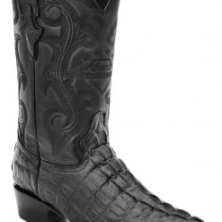 Guadalajara Western Wear White Diamond Caiman Imitation Men's J Toe Boots - Black