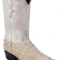 Guadalajara Western Wear White Diamond Caiman Imitation Men's J Toe Boots - Hueso